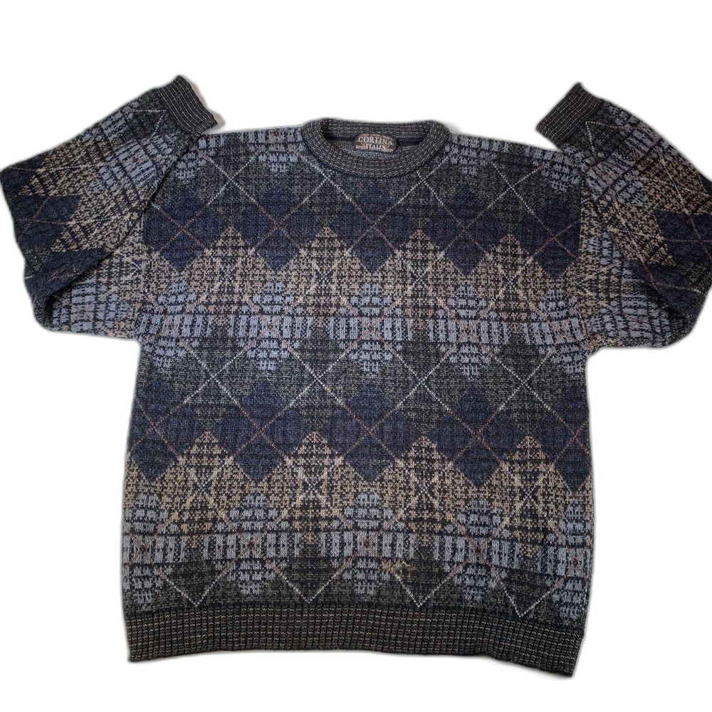 Cortina Italy italia wool blend sweater geometric large